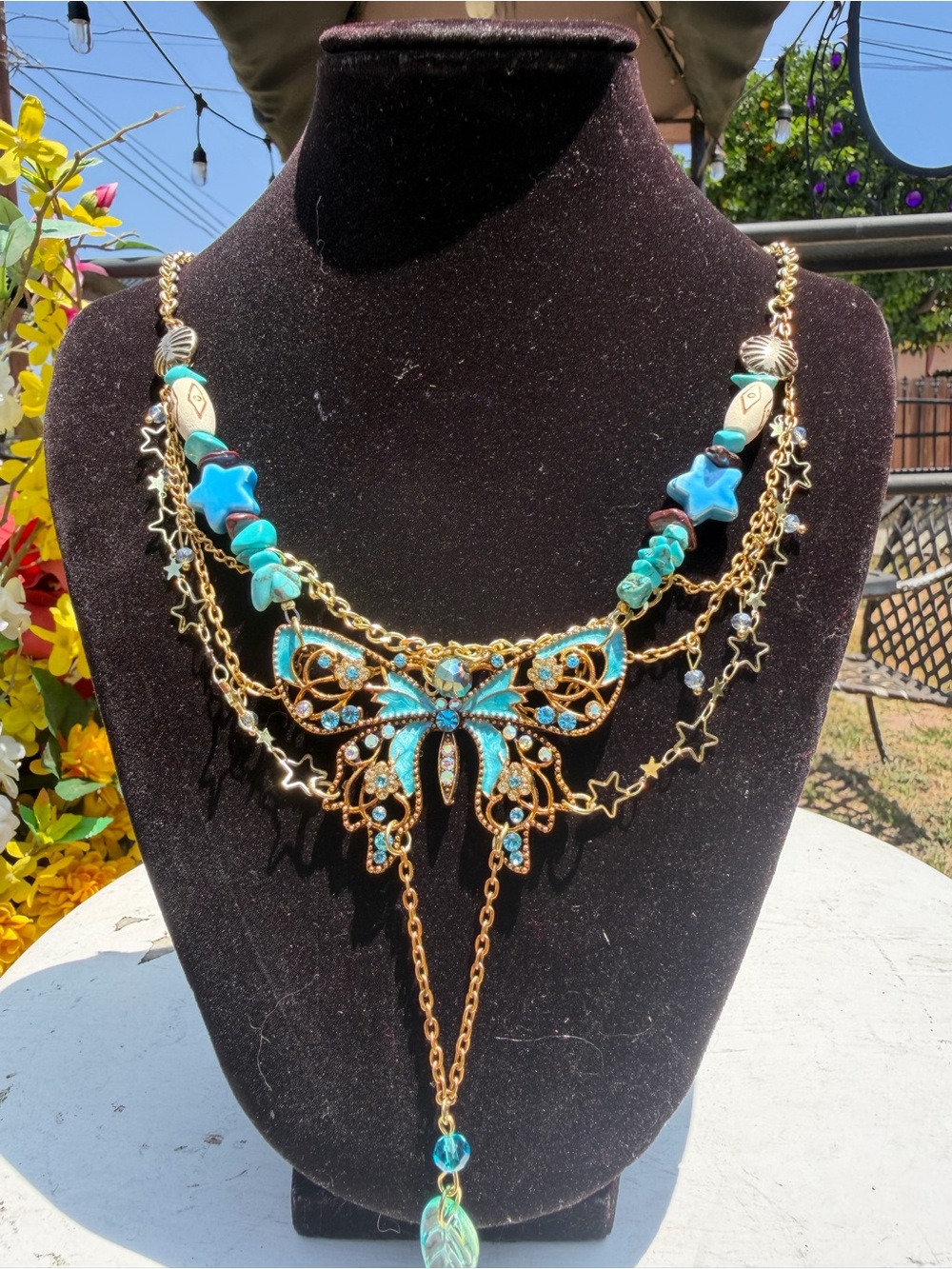 Othr Gold-Tone Turquoise Butterfly Layered Necklace